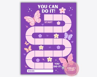 Butterfly Reward Chart, Printable Behavior Tracker for Kids Potty Training, Classroom, Motivation