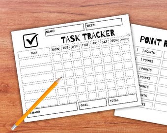 Task Tracker Printable, Kids Chore And Habit Chart - Routine Planner Instant PDF