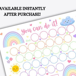 Rainbow Reward Chart, Potty Training Chart Download, Printable Reward ...