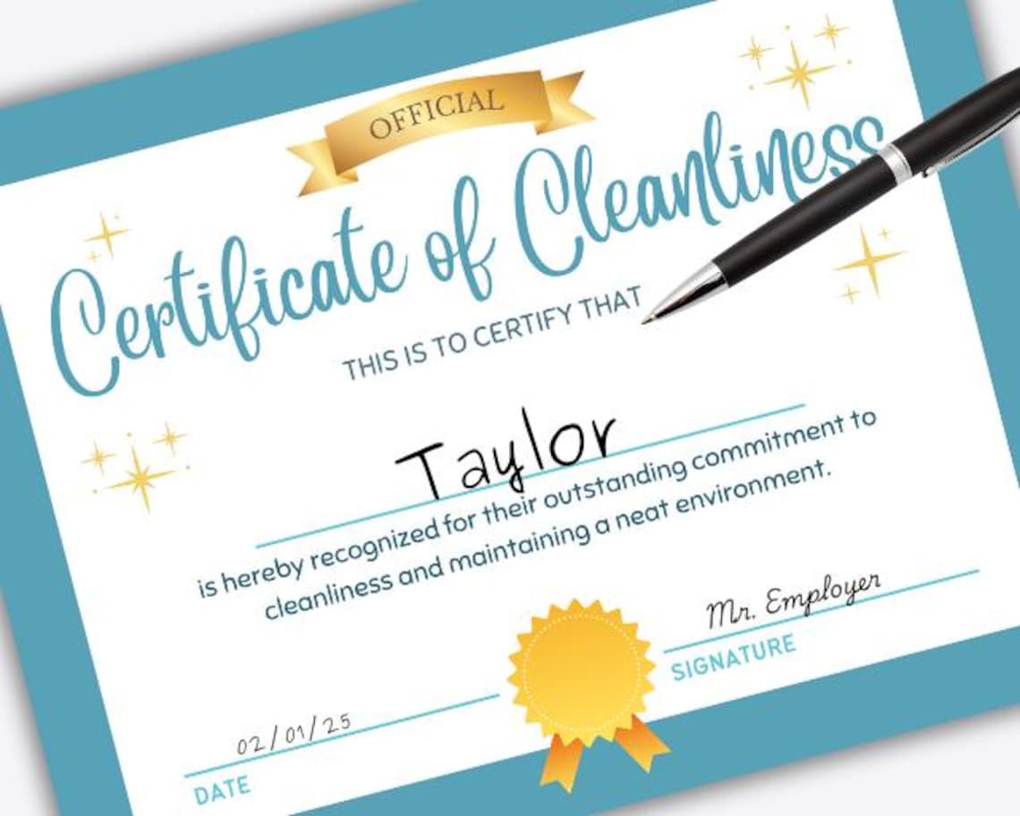 Clean Room Award, Cleanliness Certificate, Tidy Room Award, Kids ...