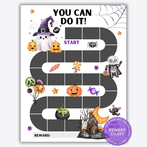 Halloween Reward Chart Kids Printable, Fall Sticker Chart, Habit ...