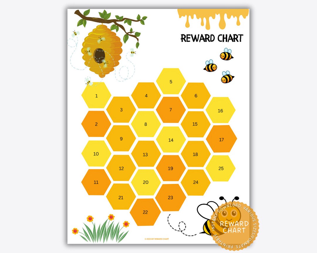 Printable Bee Reward Chart Honeybee Reward Chart Cute Etsy