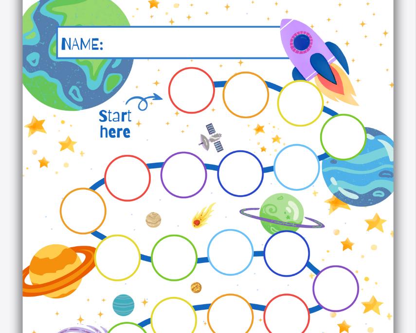 Outer Space Reward Chart for Kids – Printable Sticker Chart, Behavior ...