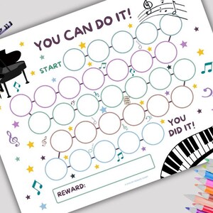 Printable Piano Reward Chart, Music Reward Chart, Piano Practice Chart ...