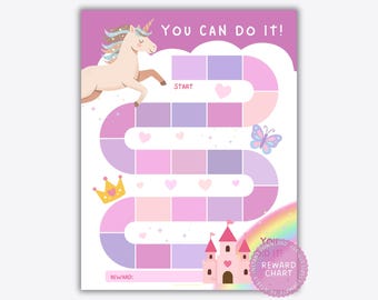 Unicorn Reward Chart for Kids, Printable Behavior Chart