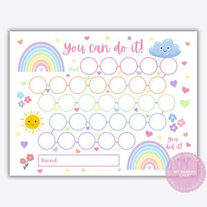 Regenbogen Belohnungskarte, Töpfchen Anleitung zum Download, druckbare Belohnung Karte, Mädchen Töpfchen Karte, Mädchen Aufkleber Karte
