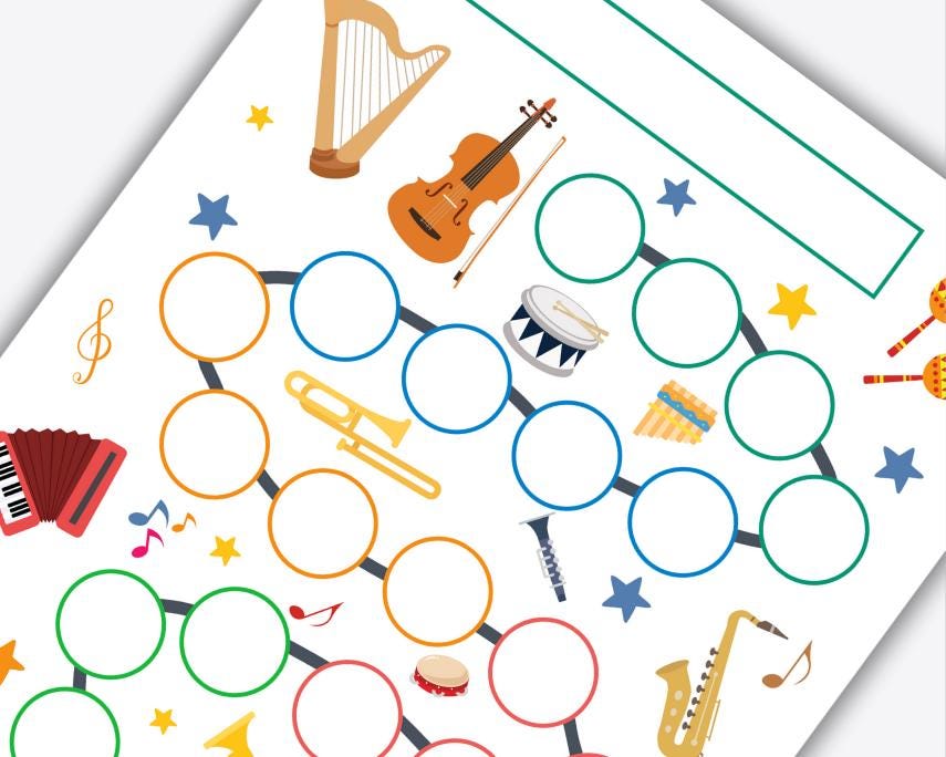 Printable Music Reward Chart, Music Practice, Violin Practice Chart ...