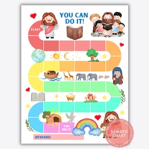 Jesus Belohnungskarte, Kinder Belohnungskarte, Bibelthema Klassenzimmer, Vorschulkinder, habit tracker, Kirche Aufkleber Karte sofort download druckbar