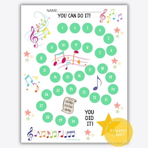 Printable Music Practice Reward Chart - Violin Piano Kids Sticker Tracker PDF