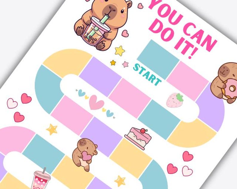 Kawaii Capybara Reward Chart Printable, Toddler Sticker Chart, Kids ...