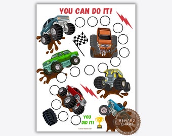 Printable Monster Truck Reward Chart, Big Cars Kids Behavior Chart, Instant Download Sticker Chart, Toddler Chore, Boys Behavior Chart, Kids