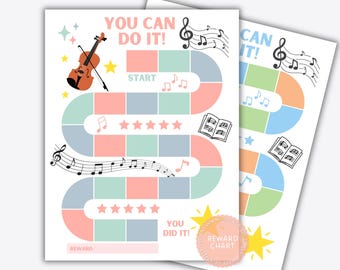 Violin Practice Chart for Kids, Music Lesson Motivation Tracker, Printable Practice Reward Bundle