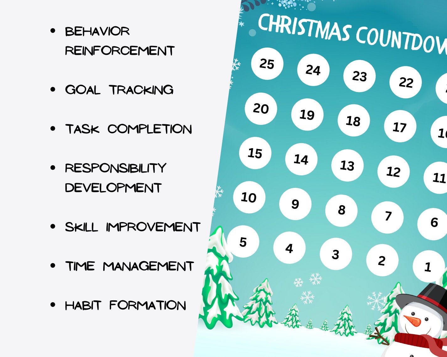 Printable Christmas Countdown, Kids Reward Chart, December Countdown ...