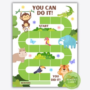 Printable Reward Chart, Jungle Reward Chart, Zoo Sticker Chart, Monkey Potty Training Chart, Kids Reward Chart, Classroom Behavior Tool