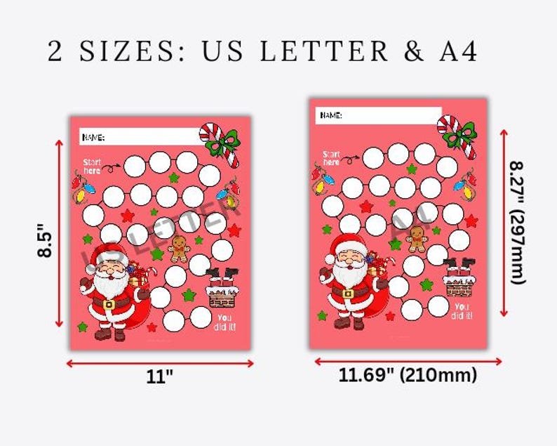 Santa Christmas Reward Chart: Printable Habit Tracker (digital Download ...