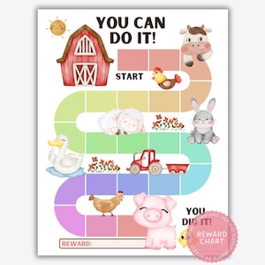 Barnyard Animal Reward Chart – stickerkaart boerderijthema voor kinderen, gedragstracker voor peuters, afdrukbare grafiek, direct downloaden