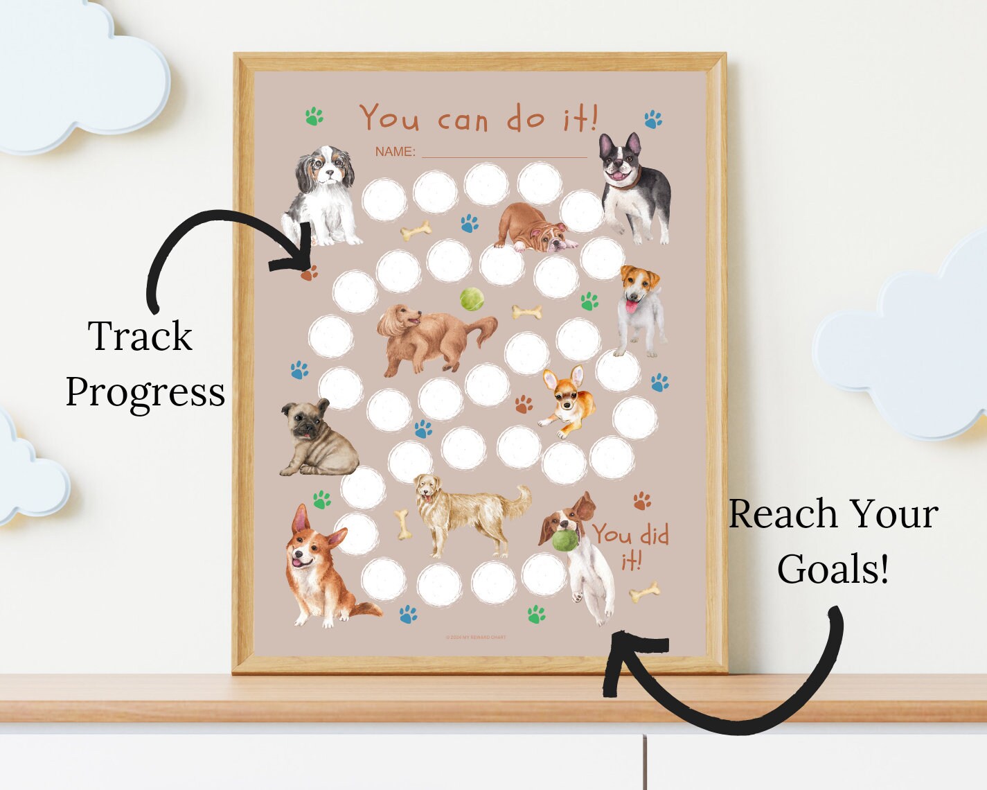 Reward Chart Printable, Dog Sticker Chart, Adult Reward Chart, Toddler ...