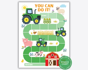 Printable Tractor Reward Chart, Potty Training Chart, Sticker Chart, Kids Reward Chart, Behavior Chart Boys, Toddler Chore, Green Tractor