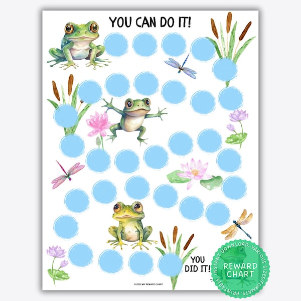 Printable Frog Reward Chart, Frog Sticker Chart, Frog Behavior Chart, Frog Chore Chart, Printable Instant Download Frog Reward Chart Kids