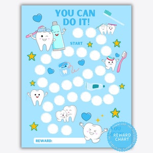 Putzen meiner Zähne Belohnungstabelle druckbare Kinder Belohnungstabelle, gutes Behaviour-Tracker, gesunde Gewohnheiten, Zähneputzen, Zähneputzen Sticker Chart