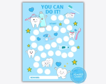 Brush My Teeth Reward Chart Printable Kids Reward Chart, Good Behavior Tracker, Healthy Habits, Tooth Brushing, Cleaning Teeth Sticker Chart