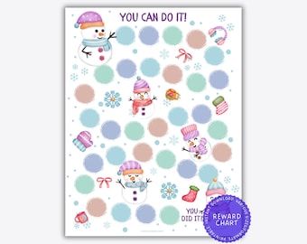 Printable Snowman Reward Chart for Kids, Christmas Potty Training Chart, Snowman Potty Chart, Christmas Behavior Chart, Kids Reward Chart