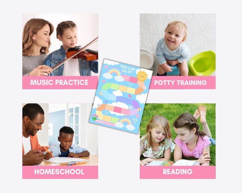 Rainbow Reward Chart, Potty Training Chart Download, Printable Reward