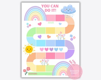 Rainbow Reward Chart, Potty Training Chart Download, Printable Reward Chart, Girls Potty Training Chart