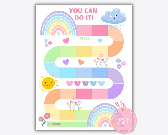 Rainbow Reward Chart, Potty Training Chart Download, Printable Reward Chart, Girls Potty Training Chart