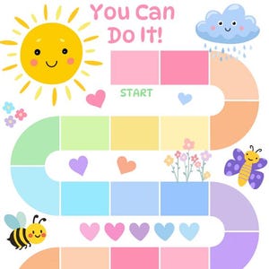 Tabella di addestramento al vasino "Sole e Arcobaleno" per bambine, tabella dei premi stampabile, tracker di attività e vasino in colori pastello, download digitale, routine prescolare immagine 5