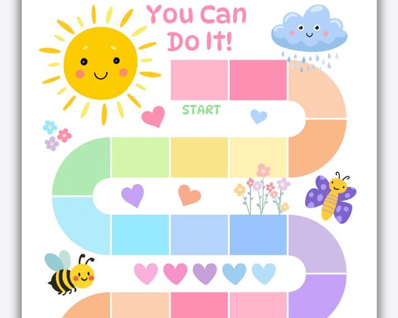 Tabella di addestramento al vasino "Sole e Arcobaleno" per bambine, tabella dei premi stampabile, tracker di attività e vasino in colori pastello, download digitale, routine prescolare immagine 5