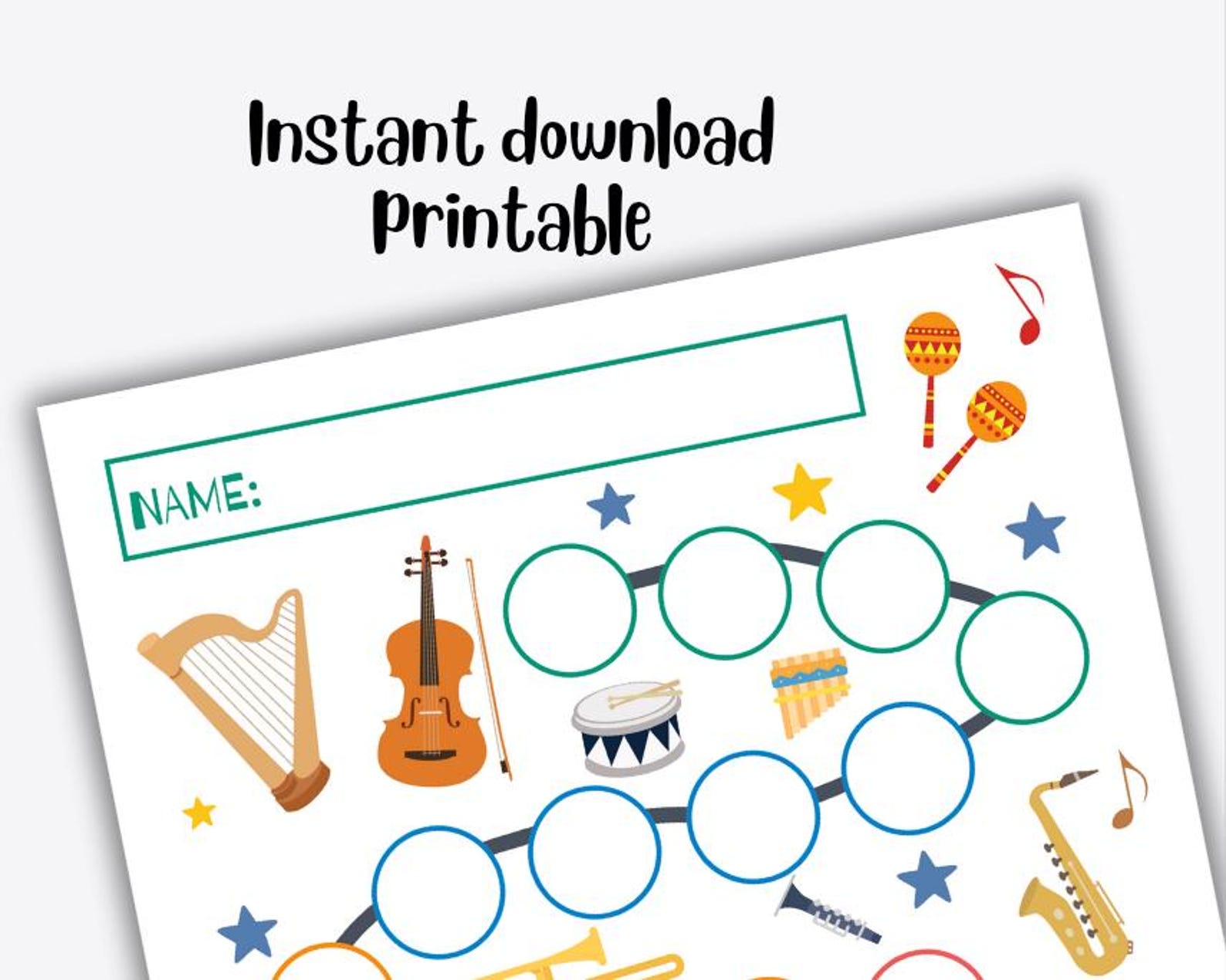 Printable Music Reward Chart, Music Practice, Violin Practice Chart ...