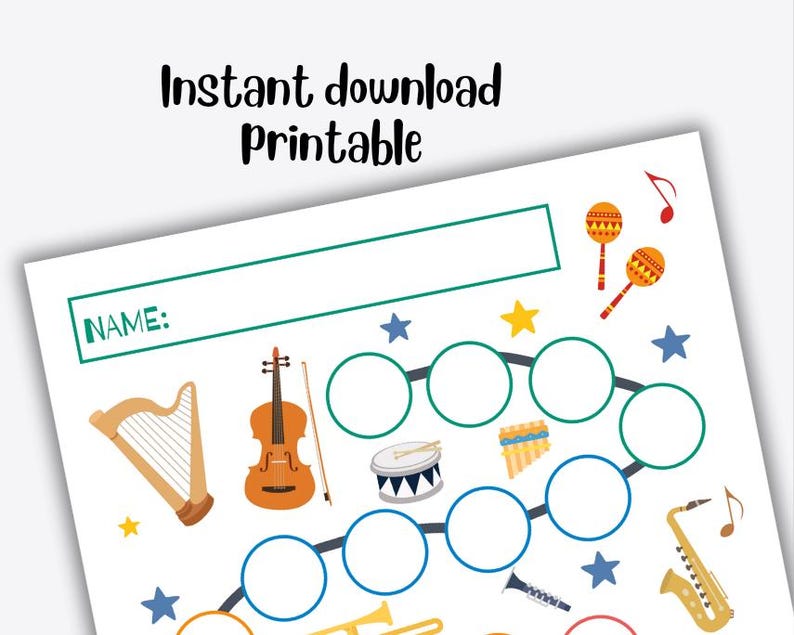 Printable Music Reward Chart, Music Practice, Violin Practice Chart ...
