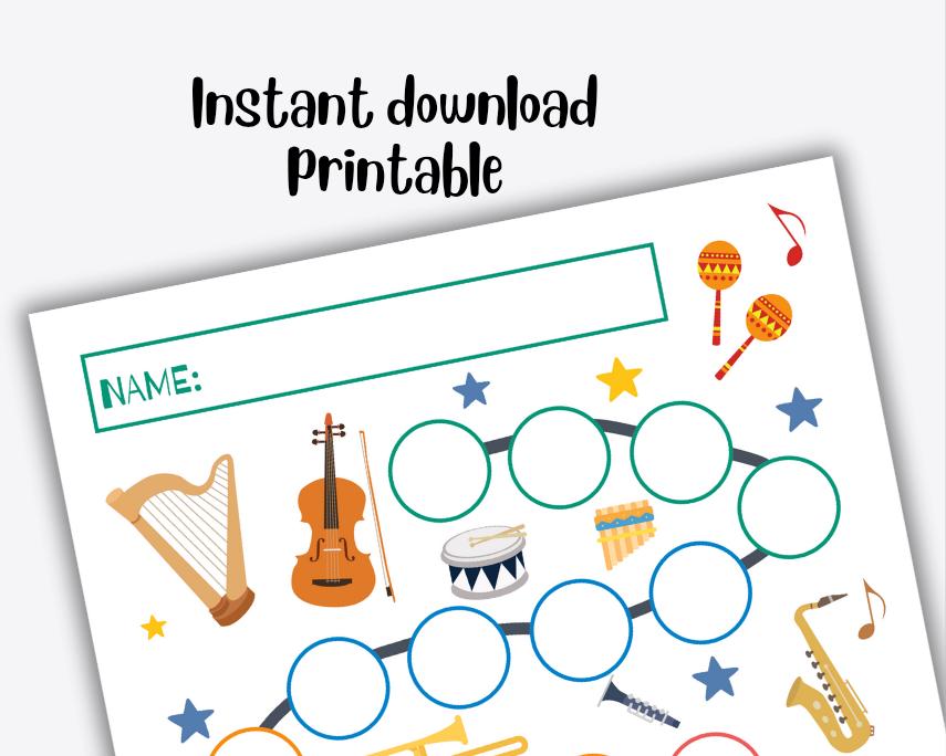 Printable Music Reward Chart, Music Practice, Violin Practice Chart ...