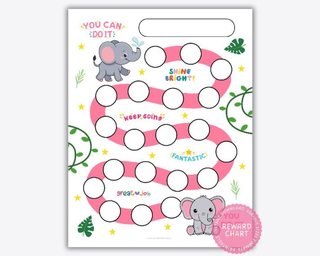 Elephant Reward Chart, Toddler Sticker Chart, Preschool Behavior Chart ...