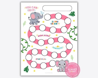Elephant reward chart, toddler sticker chart, preschool behavior chart, kids habit tracker, classroom star chart, potty training chart