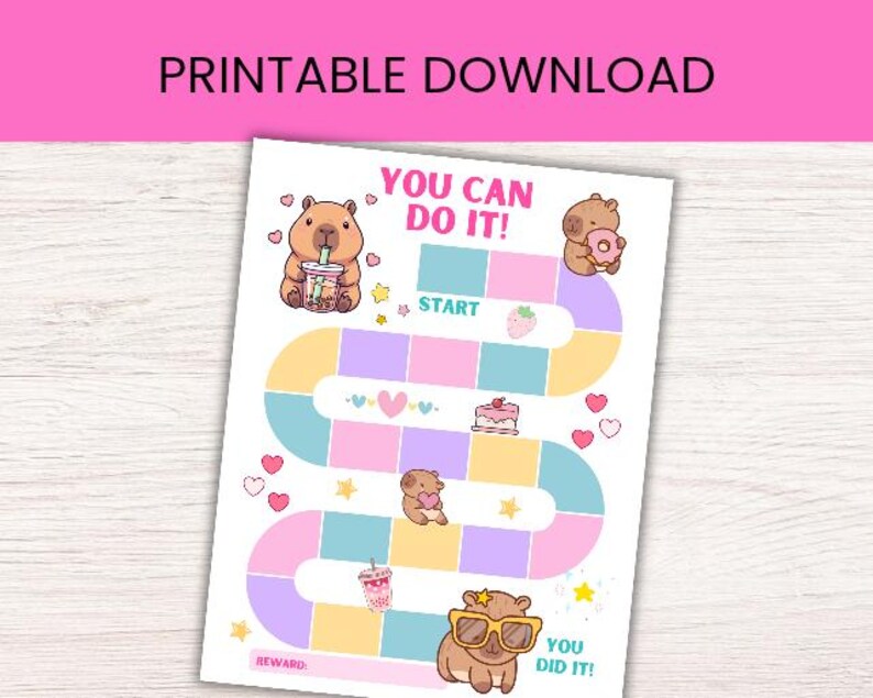 Kawaii Capybara Reward Chart Printable, Toddler Sticker Chart, Kids ...