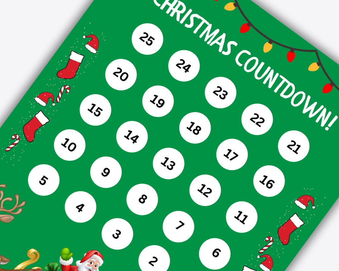 Printable Christmas Countdown, Kids Reward Chart, December Countdown