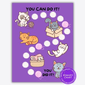 Kitty Cat Potty Training Chart, Reward Sticker Chart, Toddler Habit Tracker, Preschool Star Chart, Kids Behavior Chart Printable