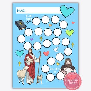 Jesus Reward Chart: Bible Theme, Kids Habit Tracker (Printable)