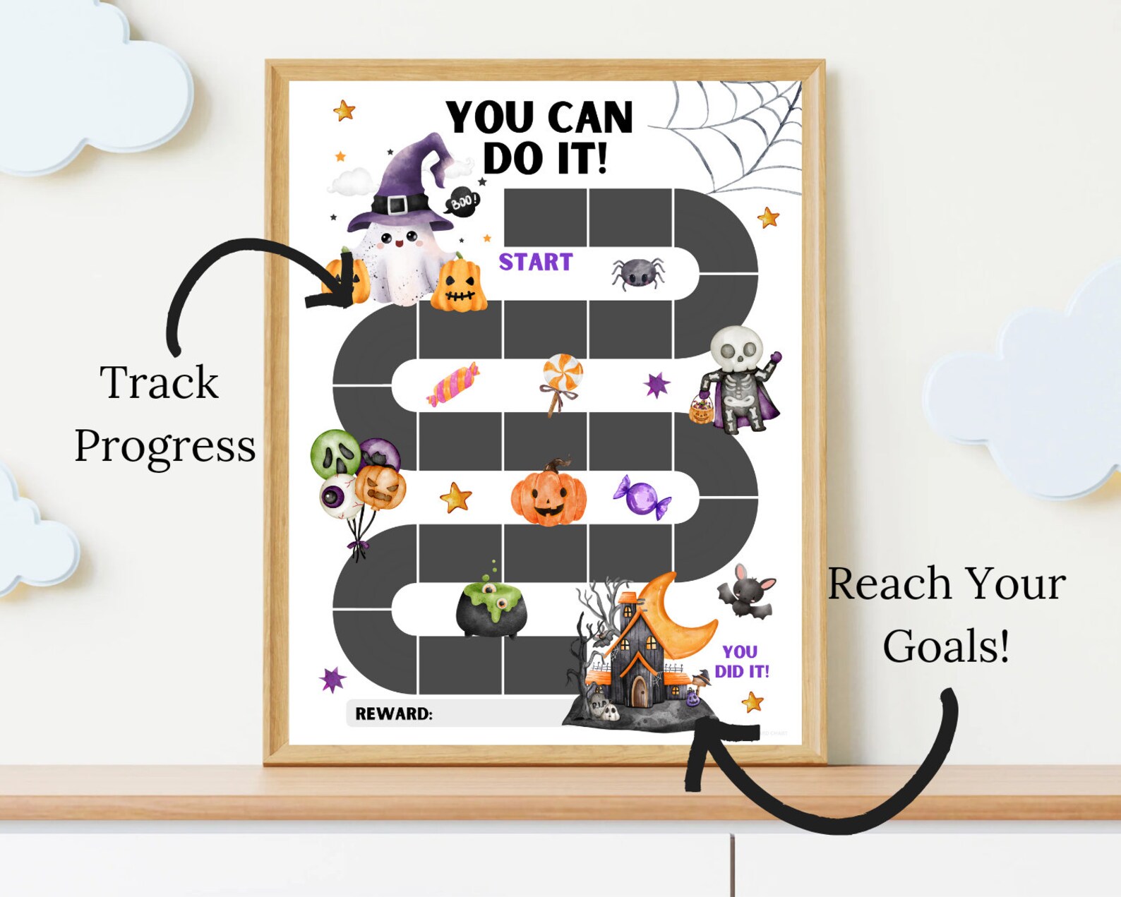 Halloween Reward Chart Kids Printable, Fall Sticker Chart, Habit ...