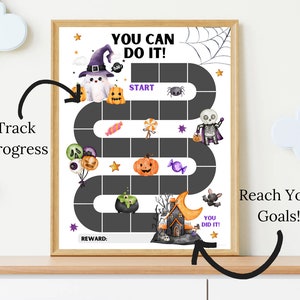 Halloween Reward Chart Kids Printable, Fall Sticker Chart, Habit ...
