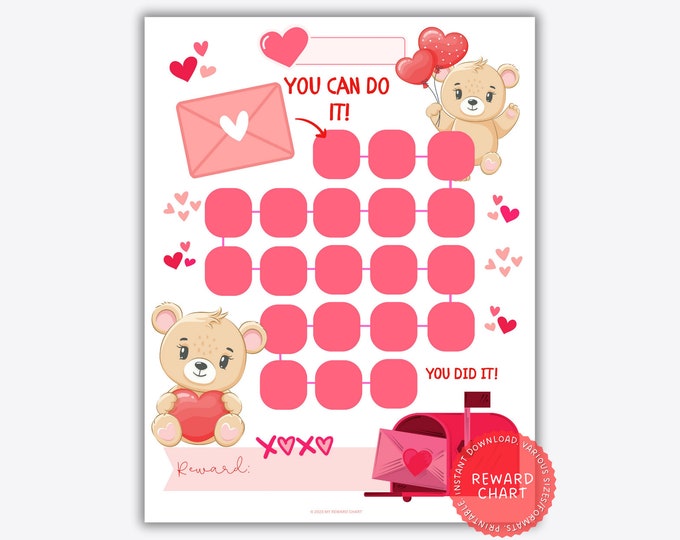 Editable Hearts Reward Chart, Hearts Sticker Chart, Pink Gold Hearts ...