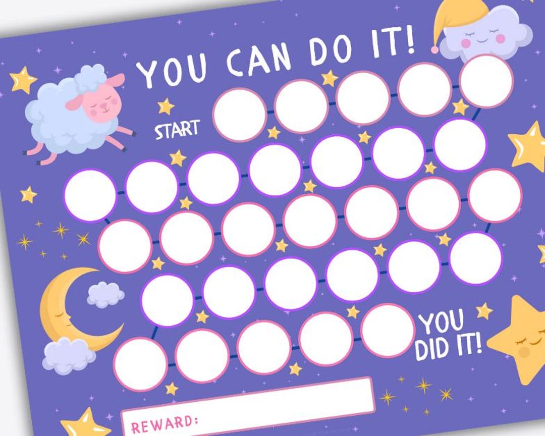 Nighttime Routine Sticker Chart Printable Sleep Reward Chart: Nighttime Routine Tracker (digital ...