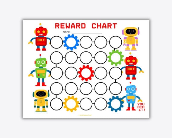 Robot Themed Printable Reward Stickers for Classroom Management 