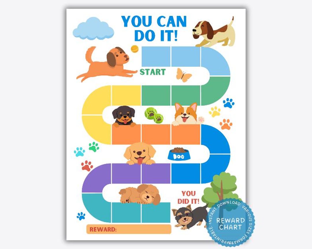 Dog Reward Task Printable Dog Reward Chart for Kids: Potty Training, Behavior (digital ...