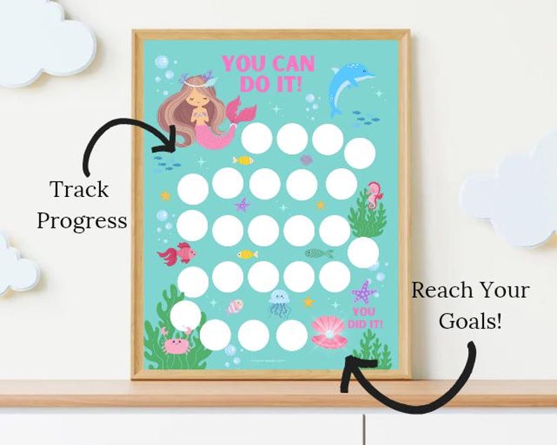 Mermaid Reward Chart for Girls, Kids Sticker Chart, Toddler Behavior ...