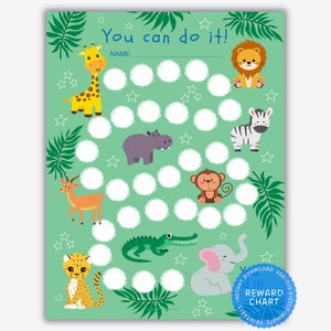Safari Animal Reward Chart: Potty Training, Classroom Behavior (Printable)