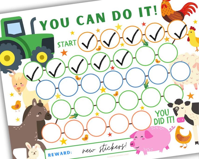 Farm Animal Reward Chart: Kids Printable Behavior Tracker (PDF) - Etsy