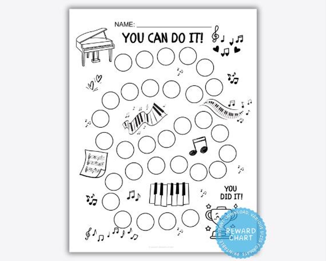 Piano Practice Reward Chart | Printable Music Tracker & Sticker Chart ...